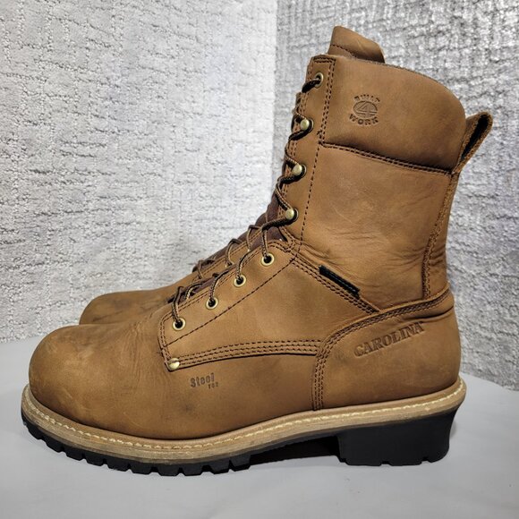 Carolina 8" EH Men's Size 14 2E Brown Leather Waterproof Steel Toe Logger CA3823 - Picture 1 of 11